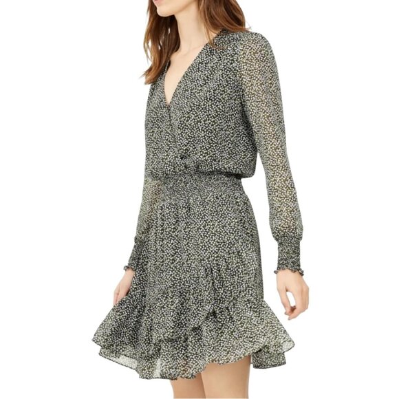 NEW MICHAEL KORS SHEER PRINT RUFFLED DRESS CAREER DAY DRESSING DESIGNER MEDIUM - Picture 3 of 10